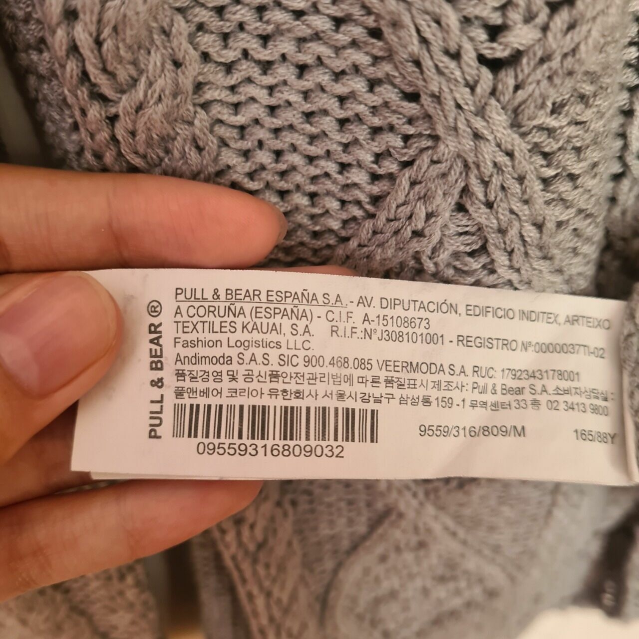 Pull & Bear Grey Cable Knit Sweater