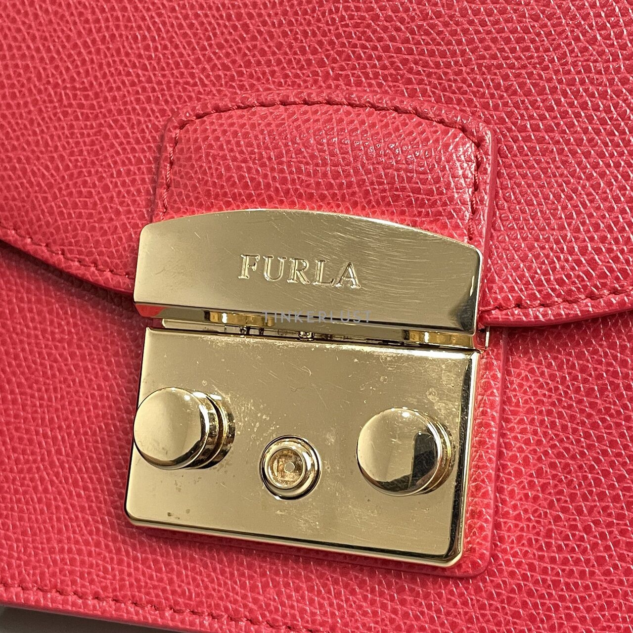 Furla Metropolis Top Handle Mini Red Leater GHW Shoulder Bag