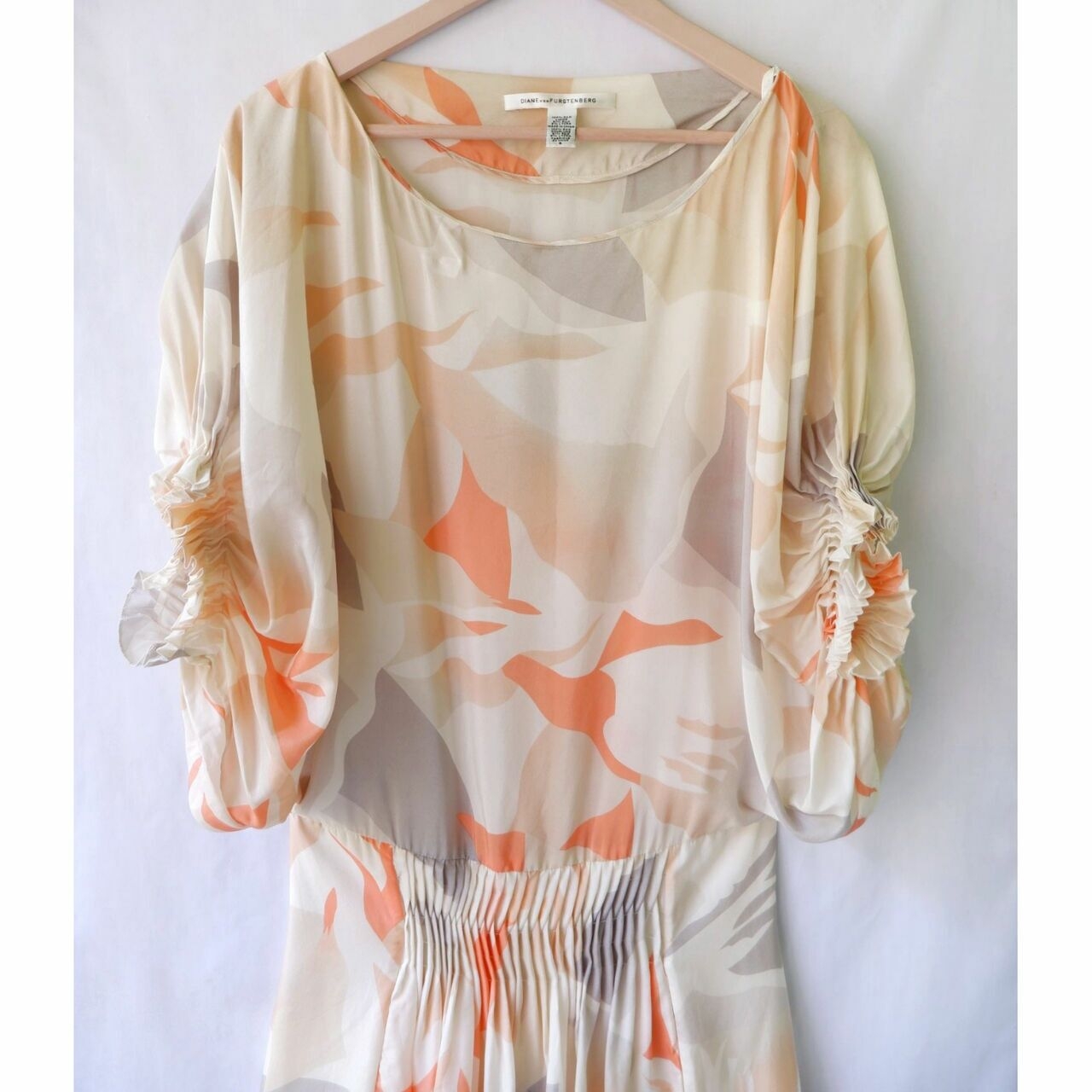 Diane Von Furstenberg Peach Geometric Midi Dress