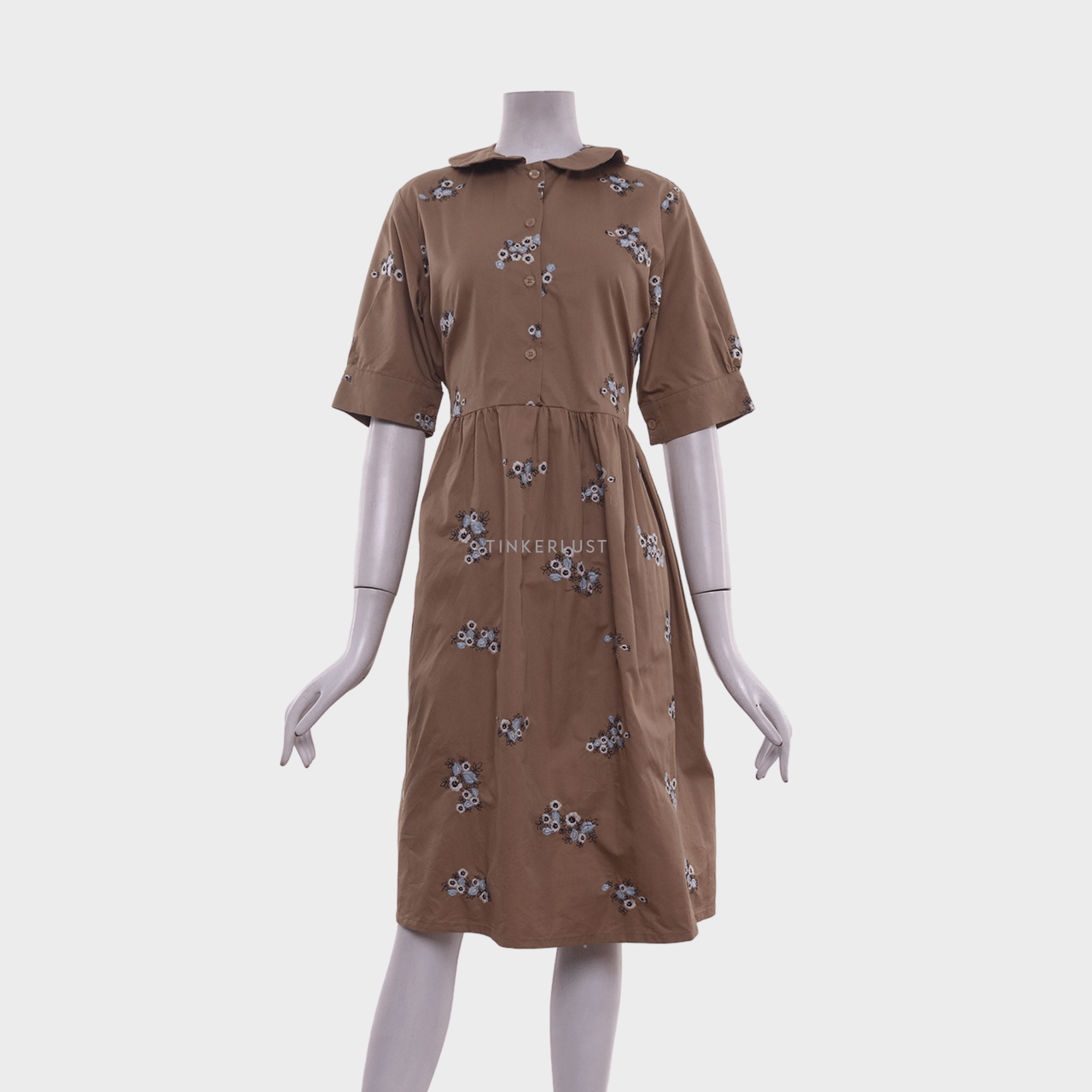 Jii by Gloria Agatha Khaki Floral Mini Dress