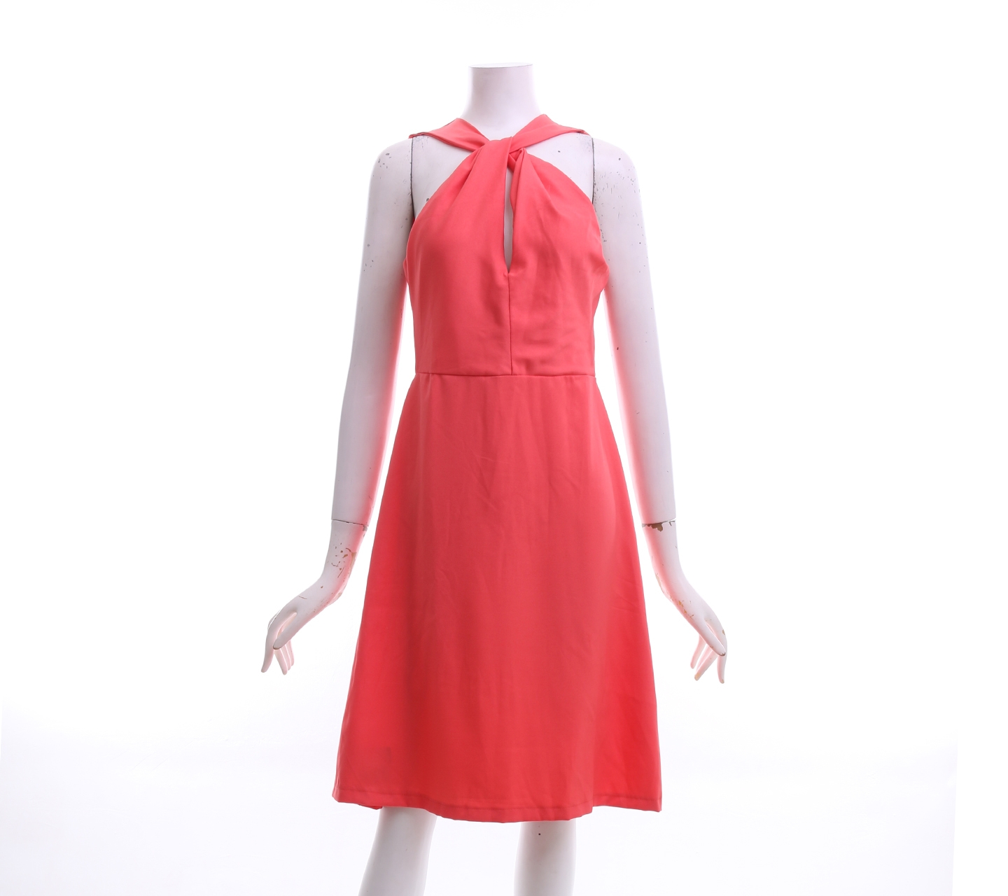 Berrybenka Pink Coral Back Cut Off Mini Dress