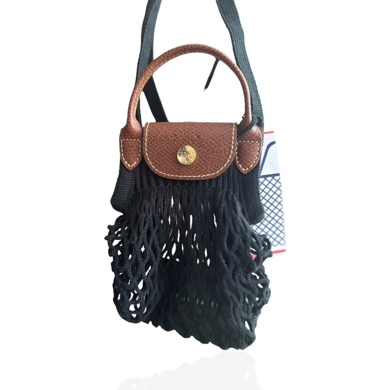 Longchamp Black Le Pliage Filet Sling Bag