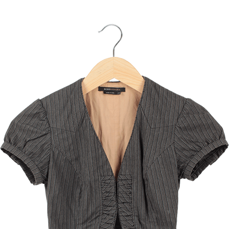 Grey Striped Short Sleeve Bolero Outerwear