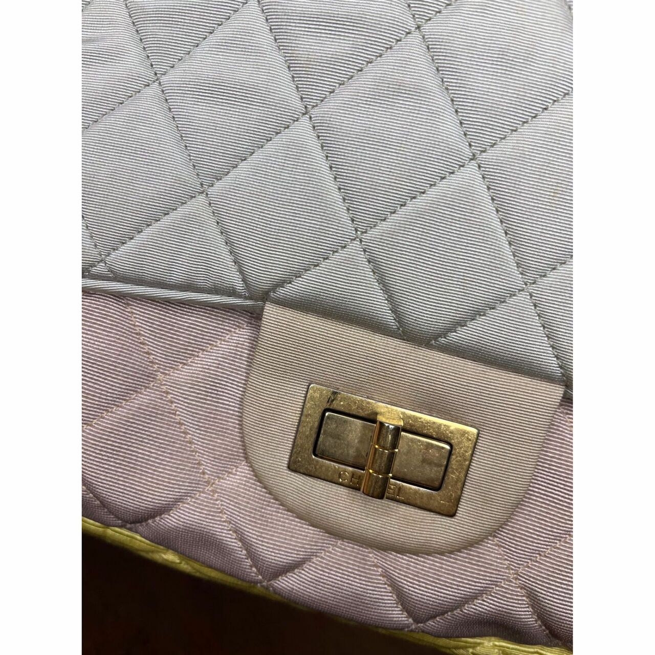 Chanel Yellow & White Tricolor Reissue 2.55 Quilted Canvas