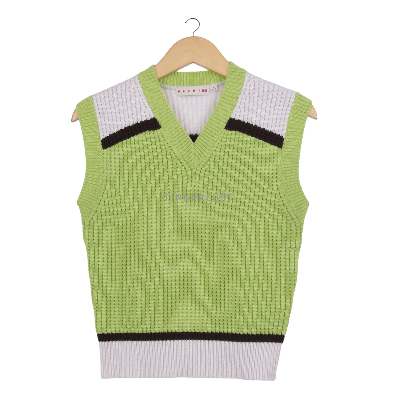 UNIQLO x MARNI Knitted V-Neck Green & White Vest