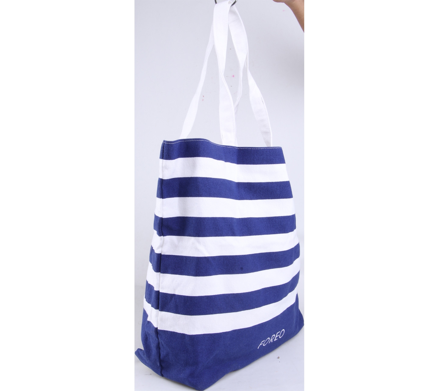 Foreo Navy & White Striped Tote Bag