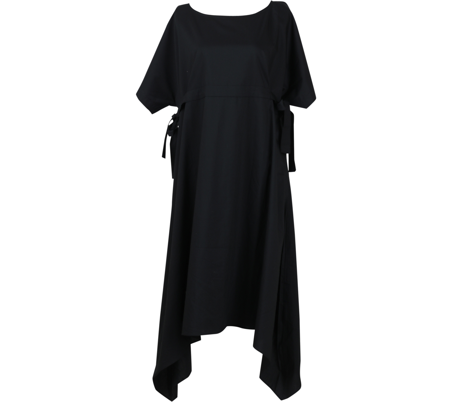 Black Asymmetric Tied Midi Dress