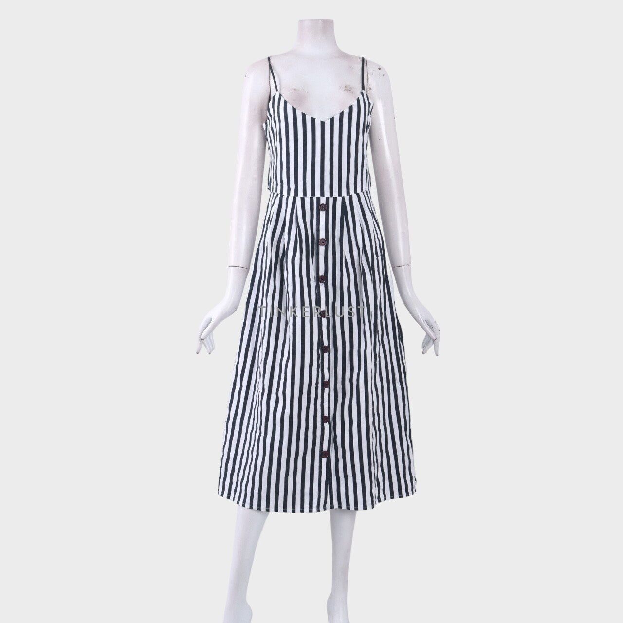 Mango Black & White Stripes Midi Dress