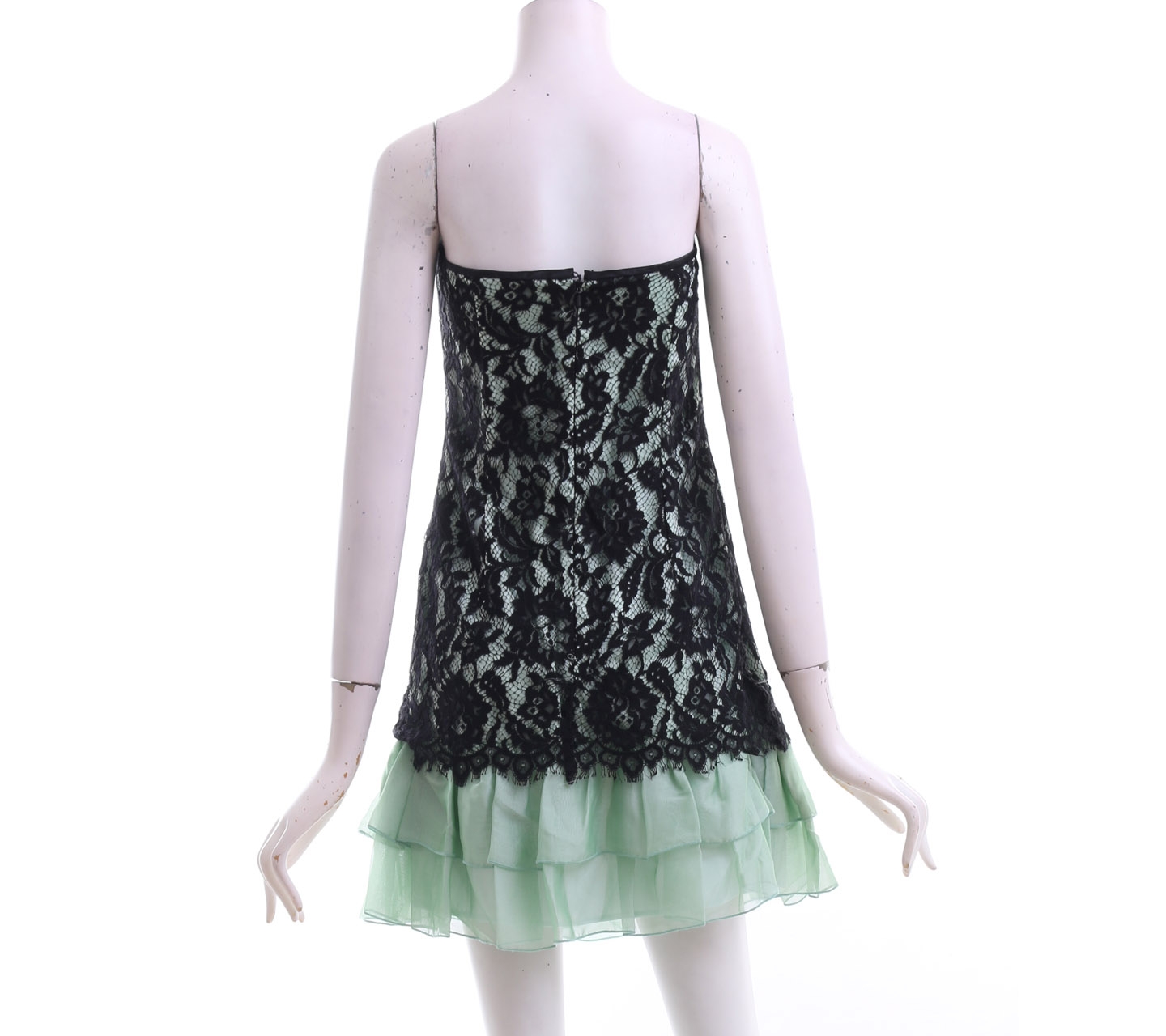 Jessica Mc Clintock Green & Black Lace Mini Dress
