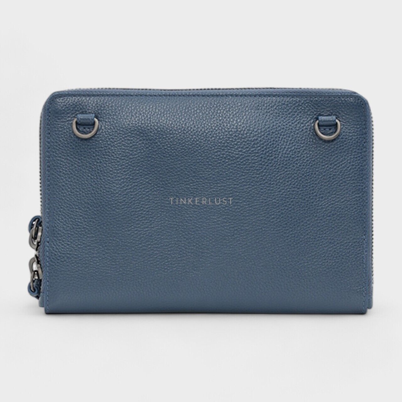Balenciaga Neo Classic Zip Around Pouch in Petrol Blue Grained RHW with Strap Clutch