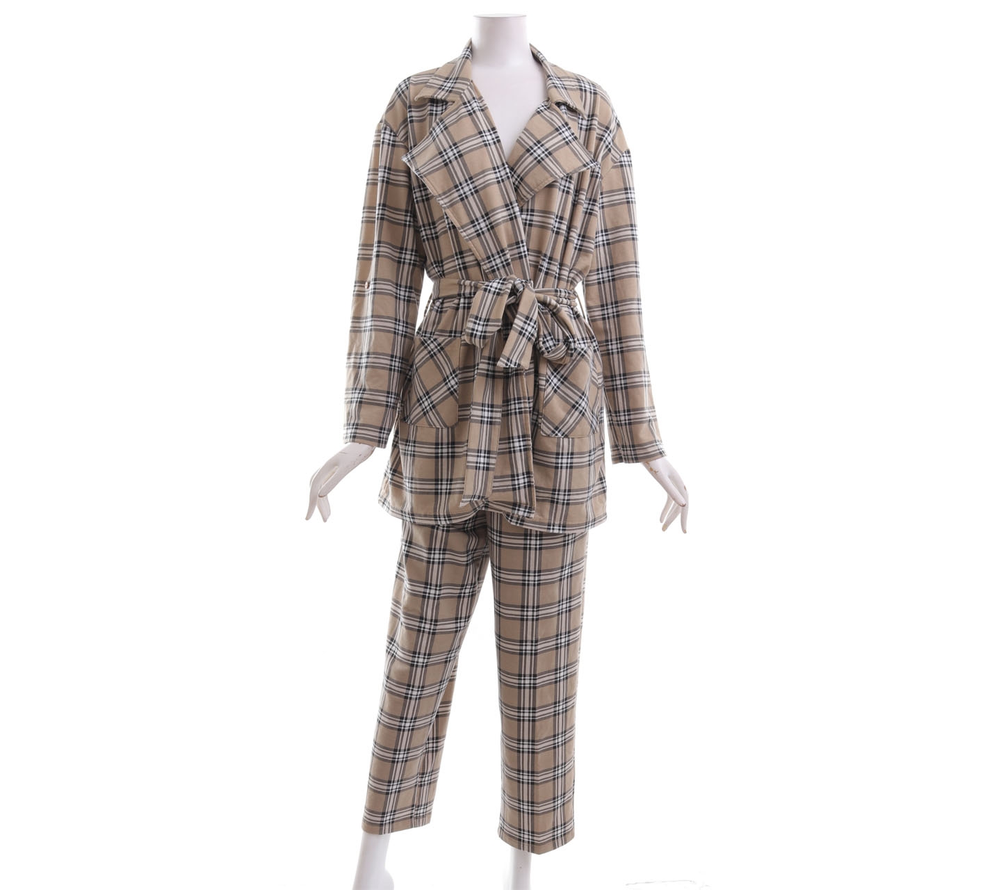 Isla Mode Brown Plaid With Strap Two Piece