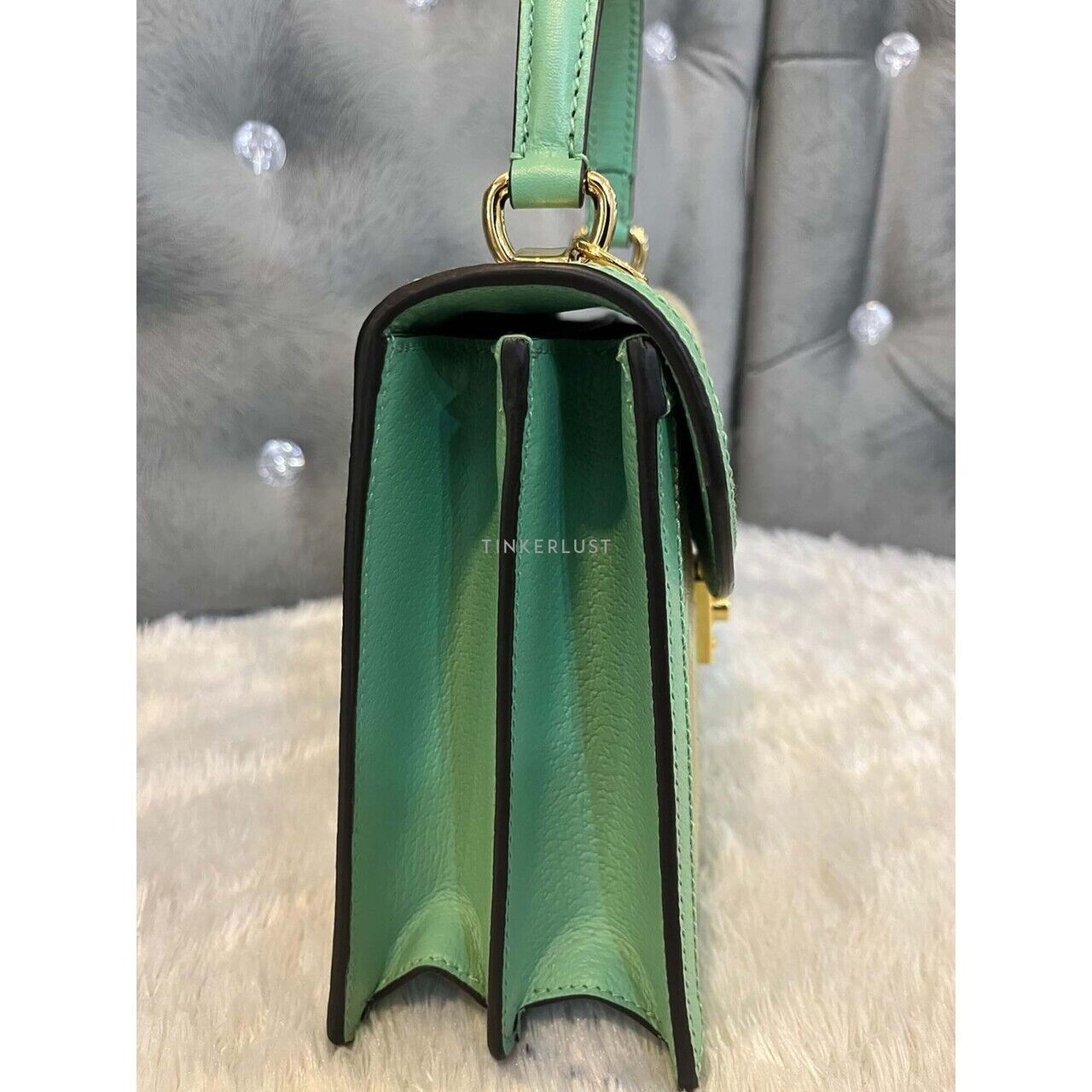 Gucci Ophidia Small Green Top-Handle 2023 GHW Satchel
