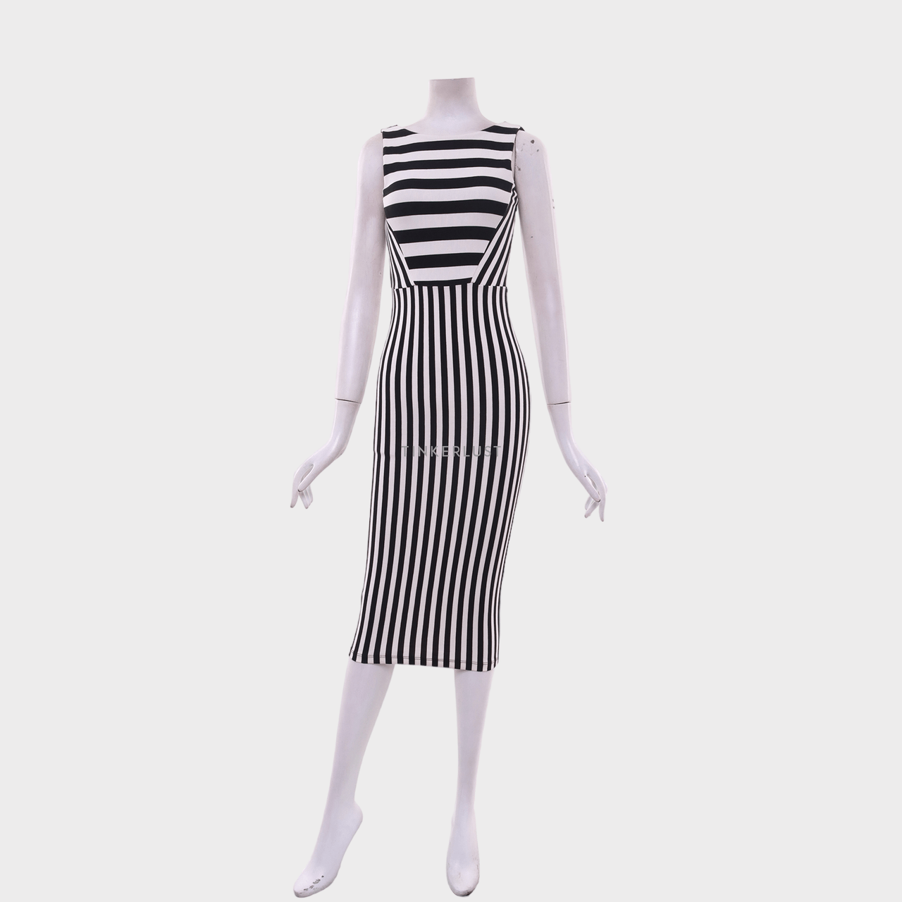 Zara Black & White Stripes Midi Dress