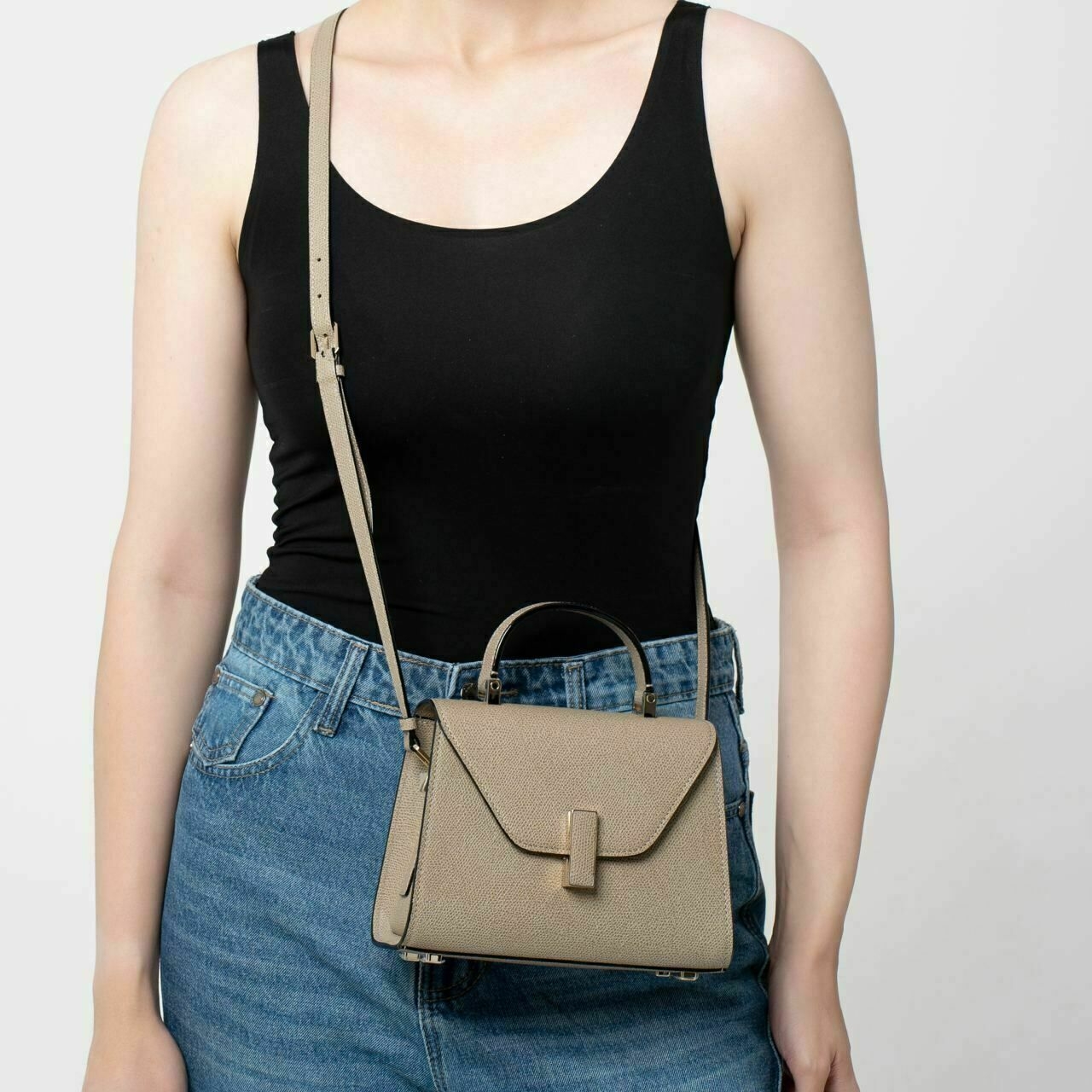 Valextra Iside Crossbody Micro Bag Oyster Brown