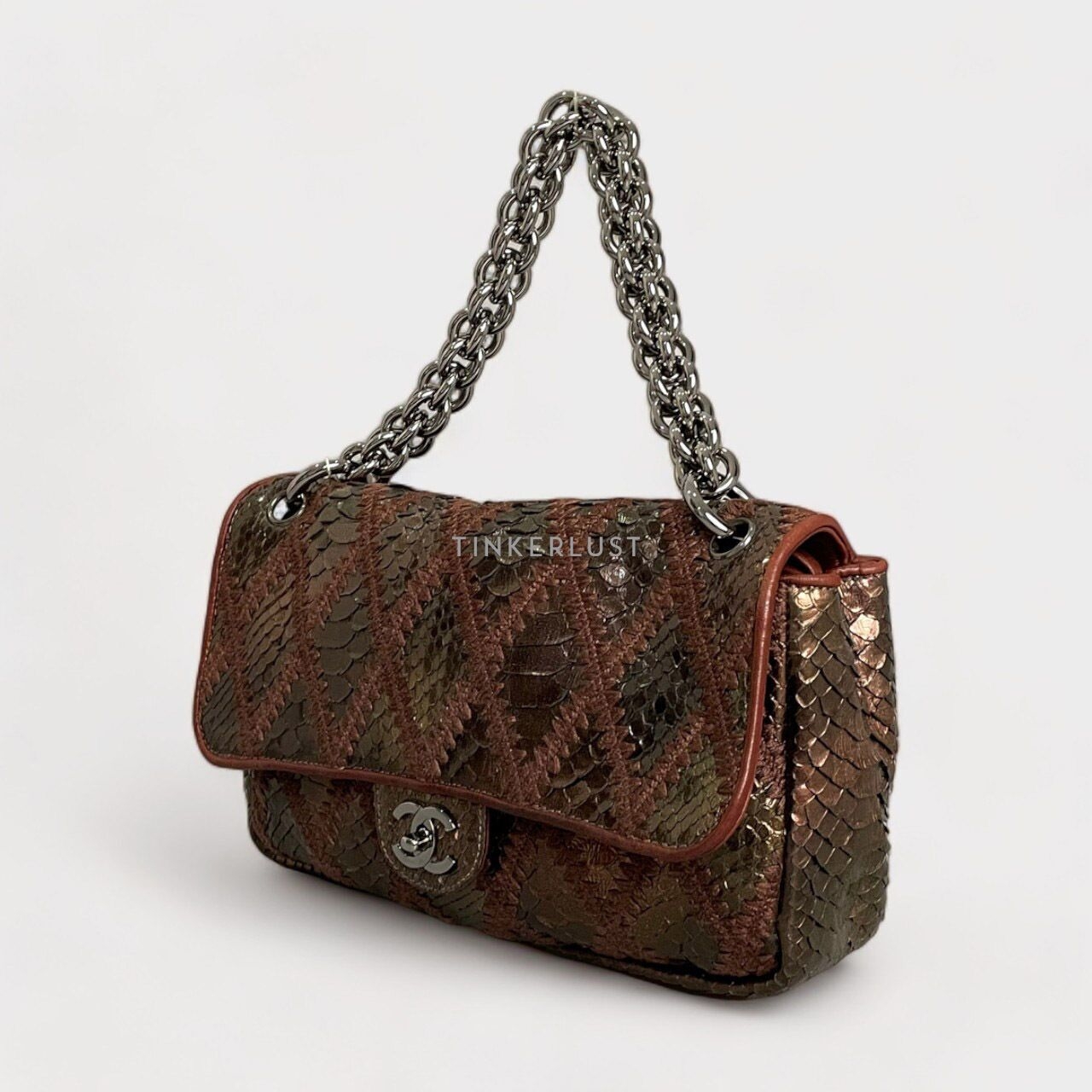 Chanel Maxi Brown Phyton #11 SHW Shoulder Bag