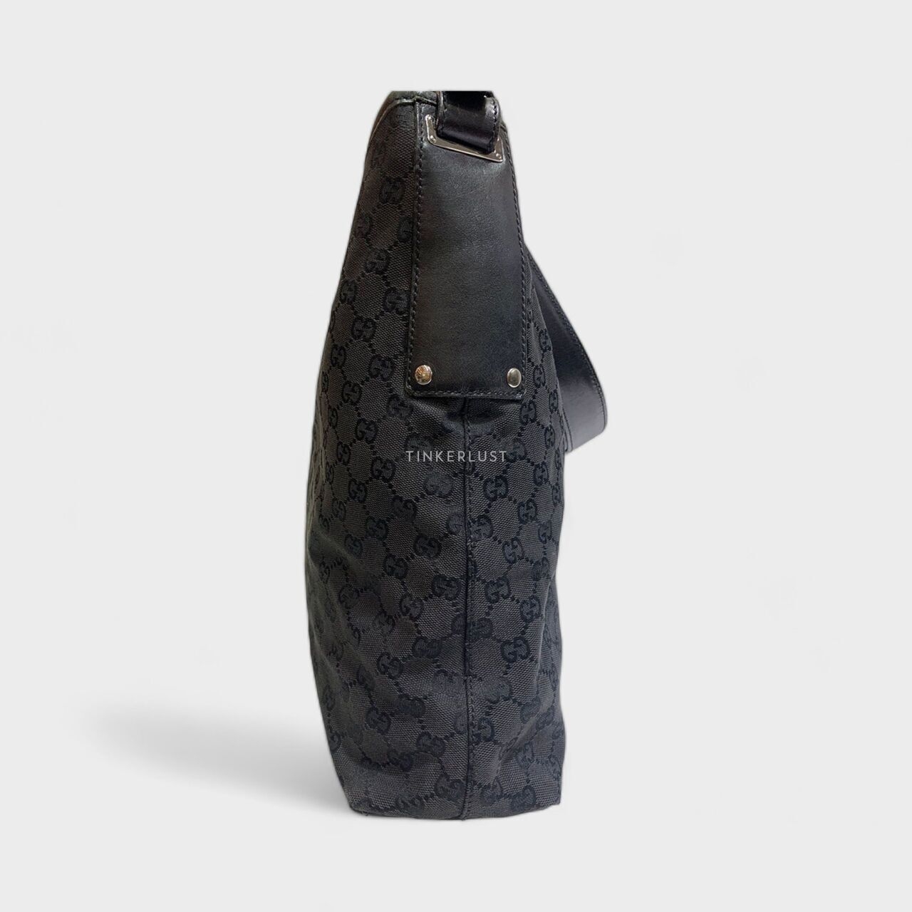 Gucci Jackie Large Black Canvas Shoulder Bag 