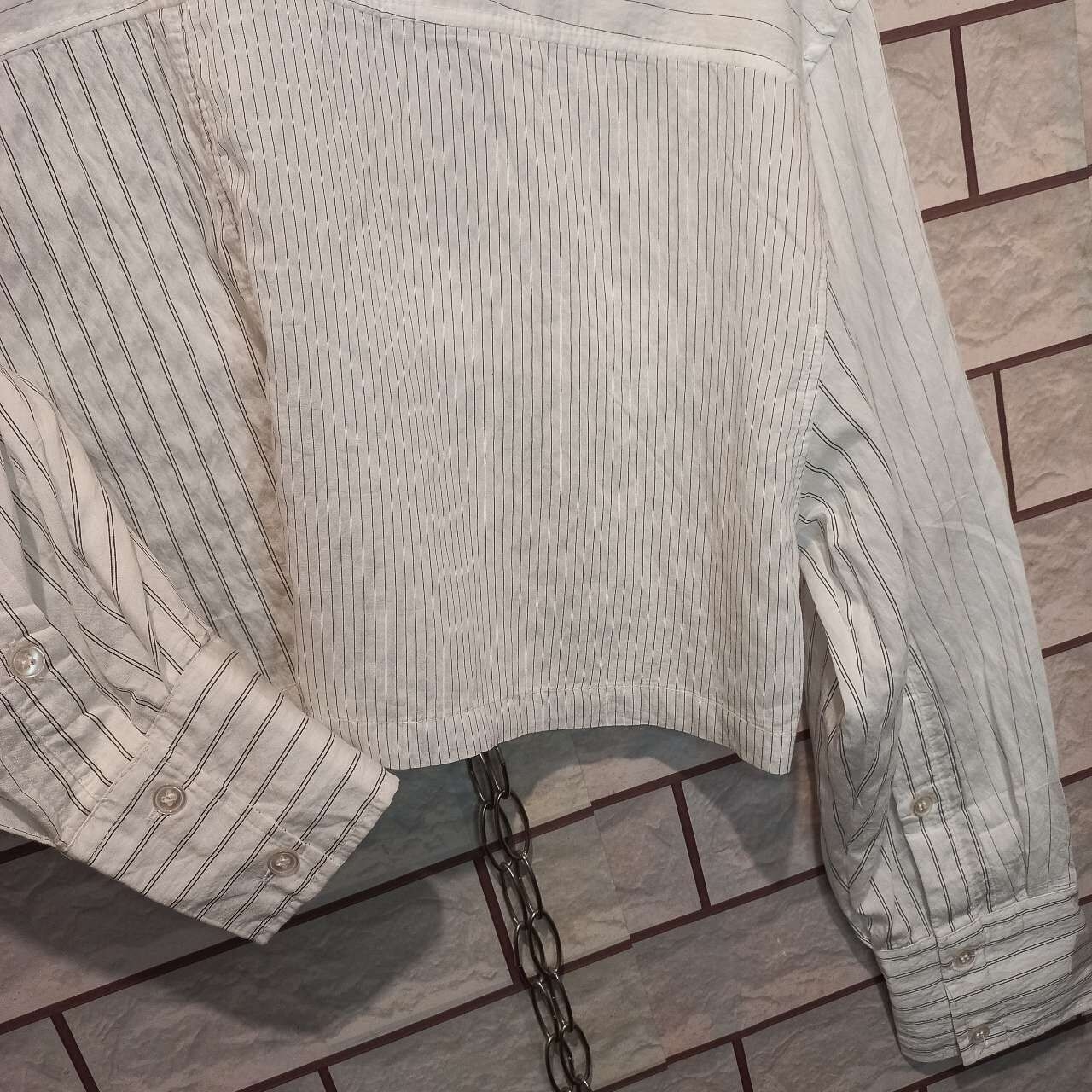 Zara White Stripes Cropped Shirt