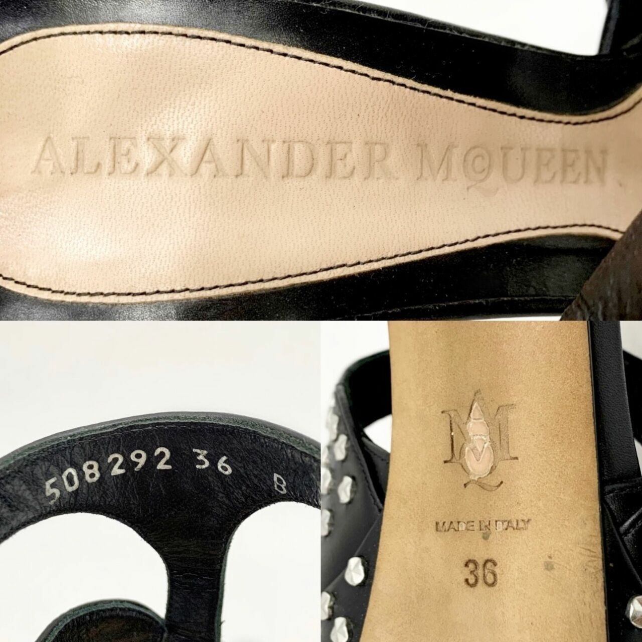 Alexander Mcqueen Black Leather Studded Heels