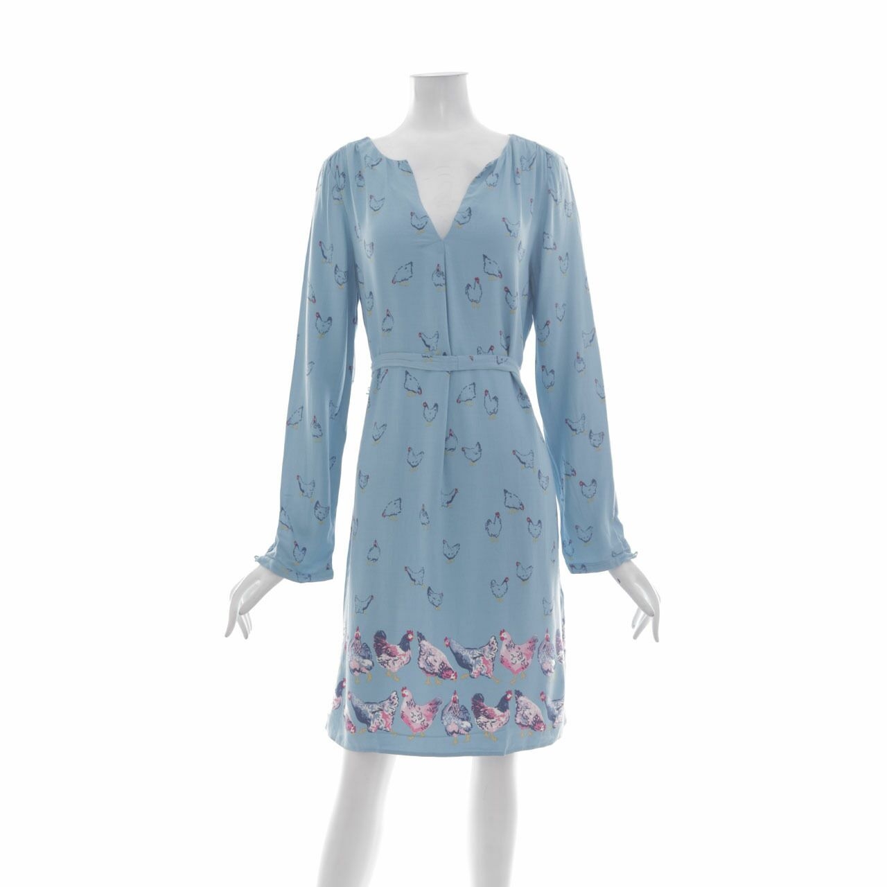 Cath Kidston Blue Chicken Patterned Mini Dress