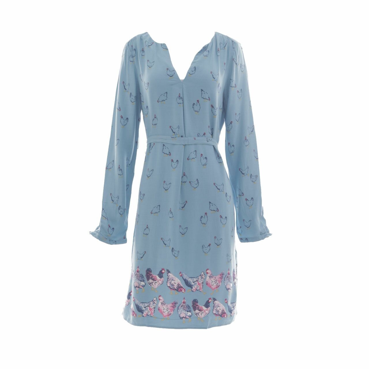 Cath Kidston Blue Chicken Patterned Mini Dress