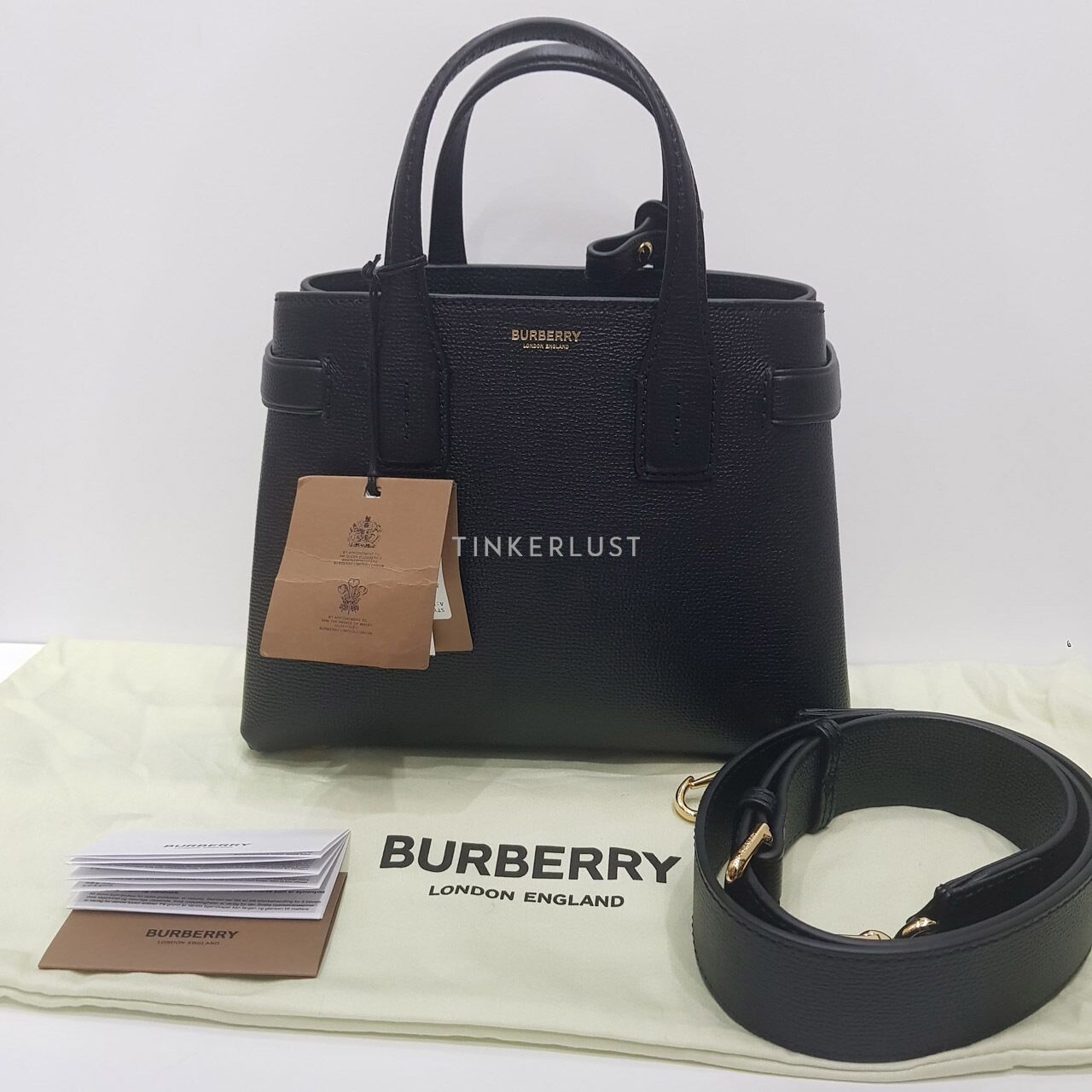 Burberry Banner Small Black with Wide Adjustable Strap Satchel 