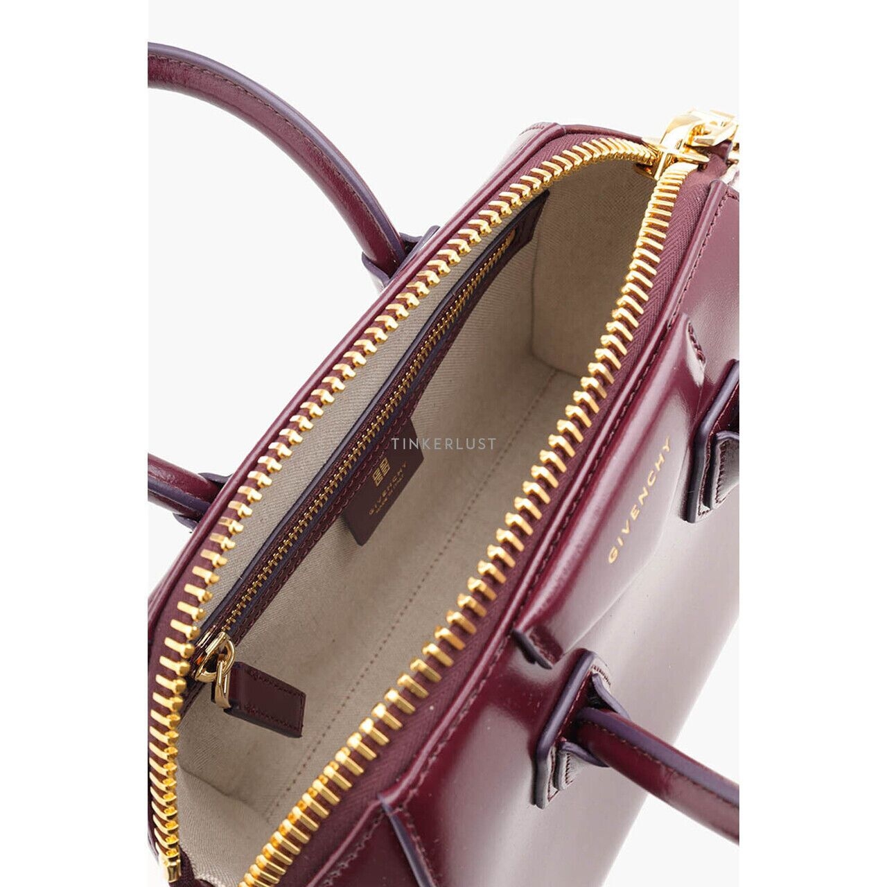 Givency Mini Antigona in Oxblood Red Box Calfskin Leather Satchel Bag