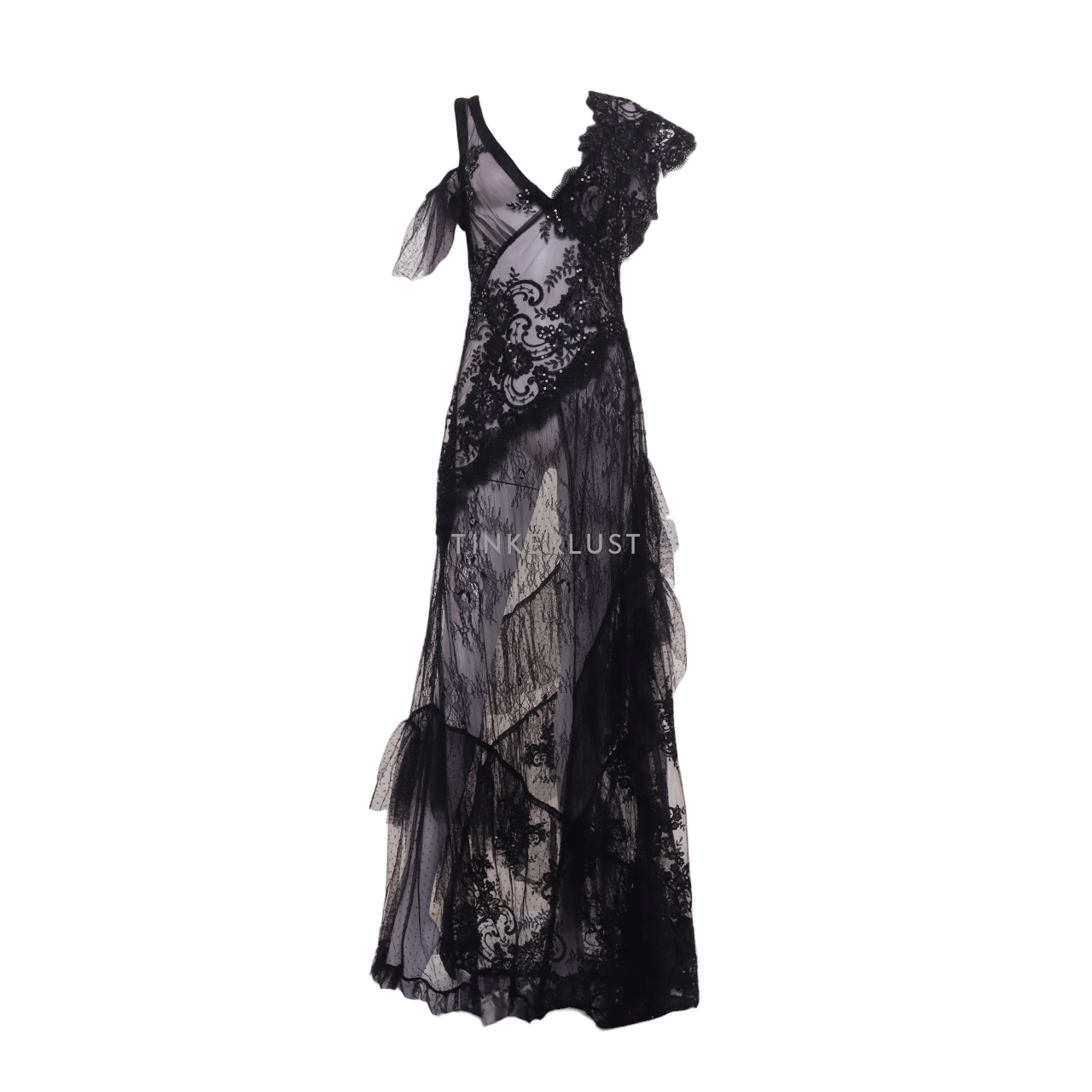 Asos Black Lace Long Dress