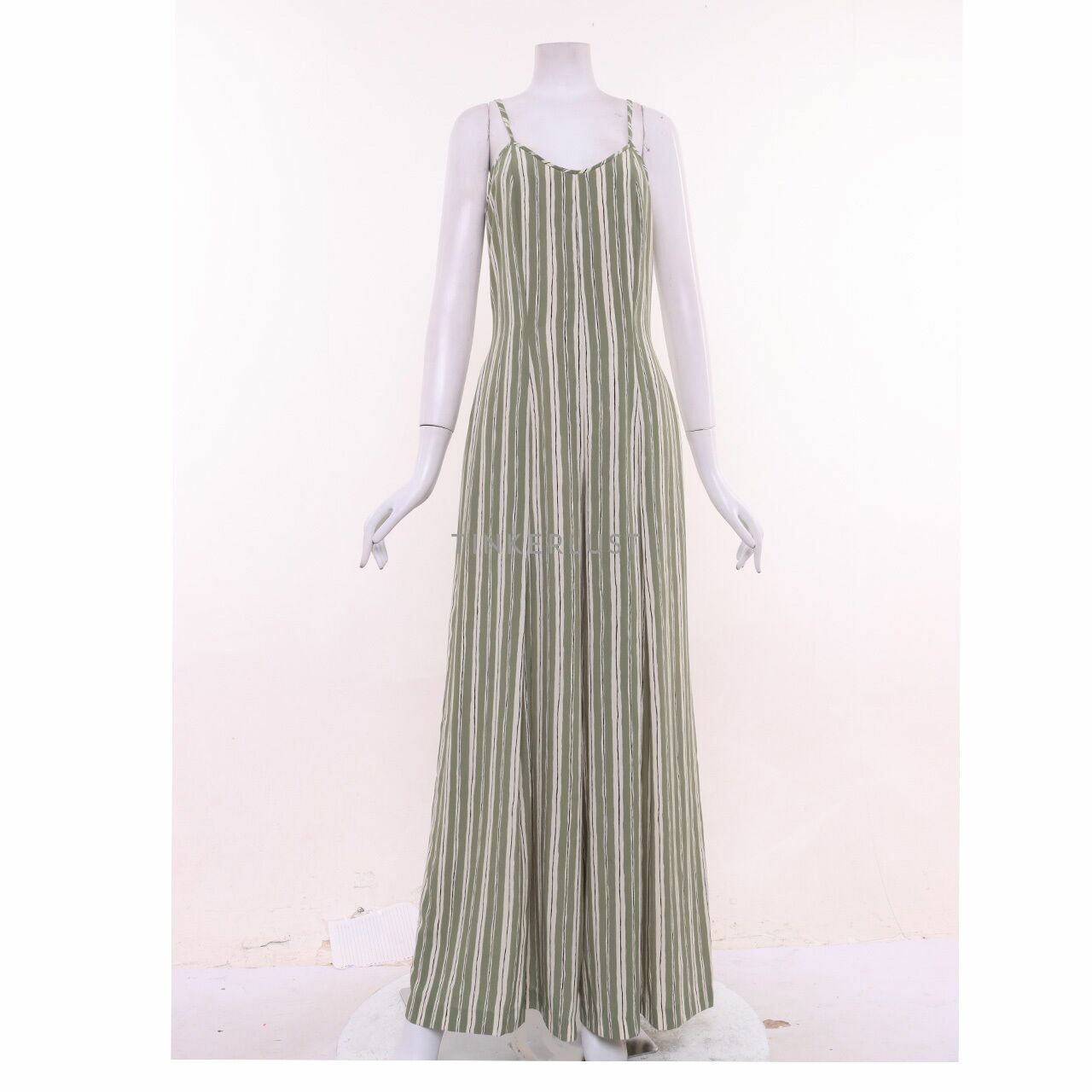 Private Collection Green & White Stripes Jumpsuit
