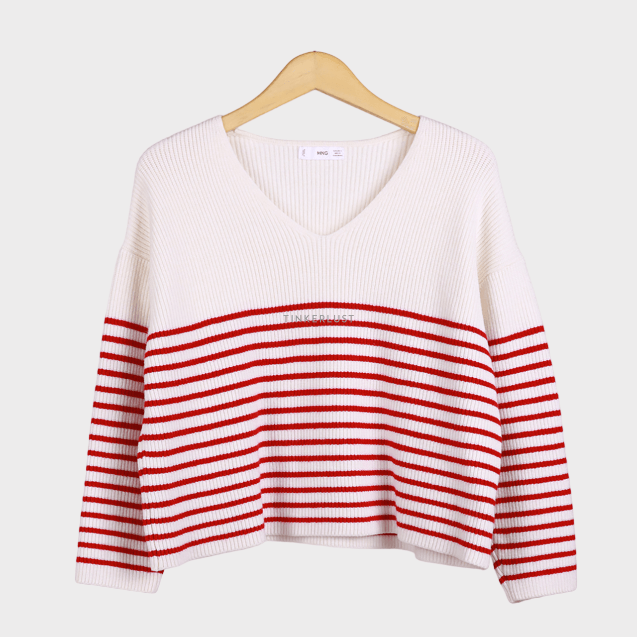 Mango Red & White Stripes Sweater