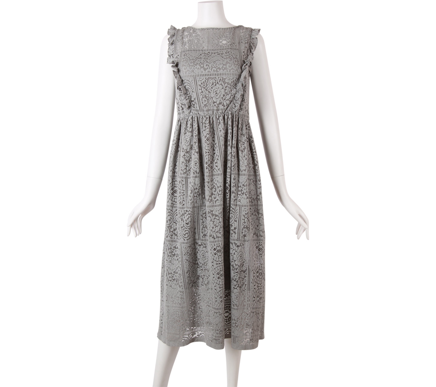 Zara Grey Lace Midi Dress