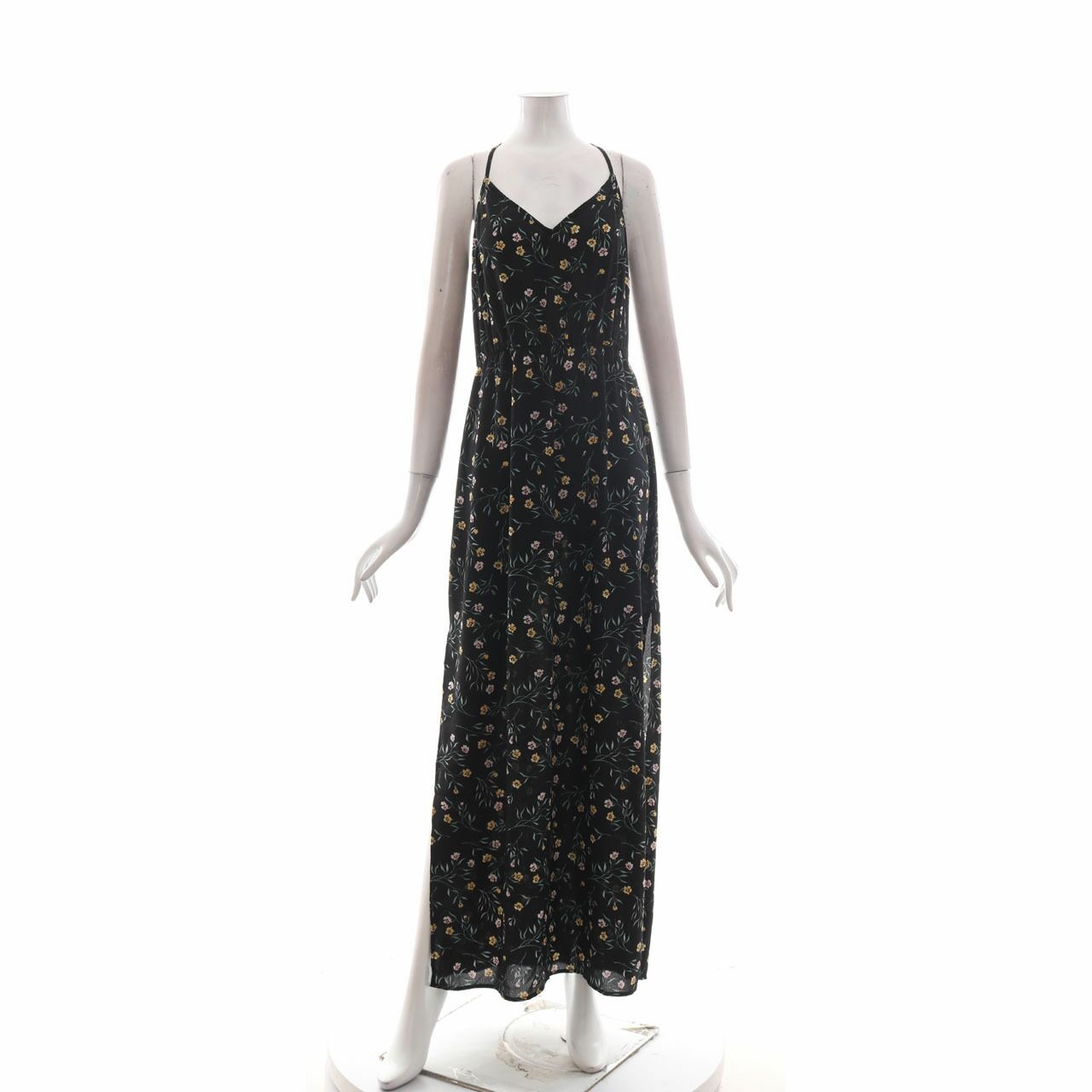 H&M Black Floral Midi Dress