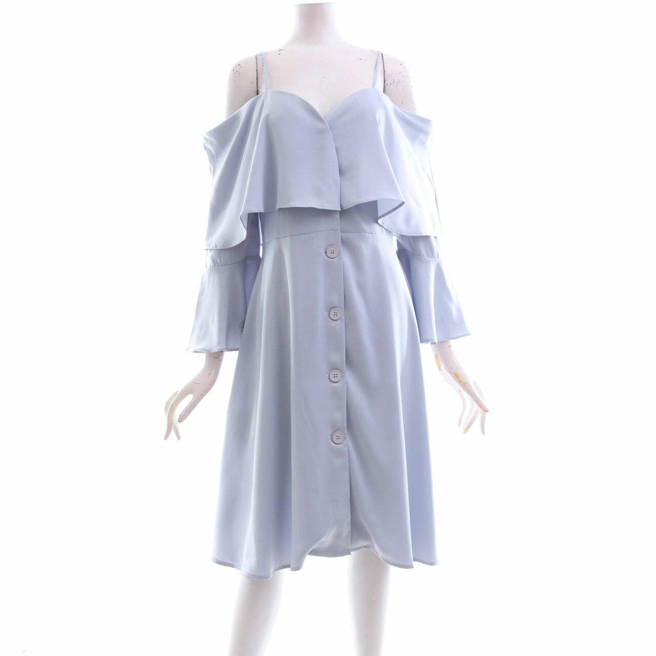 Zalora Blue Cold Shoulder  Mini Dress