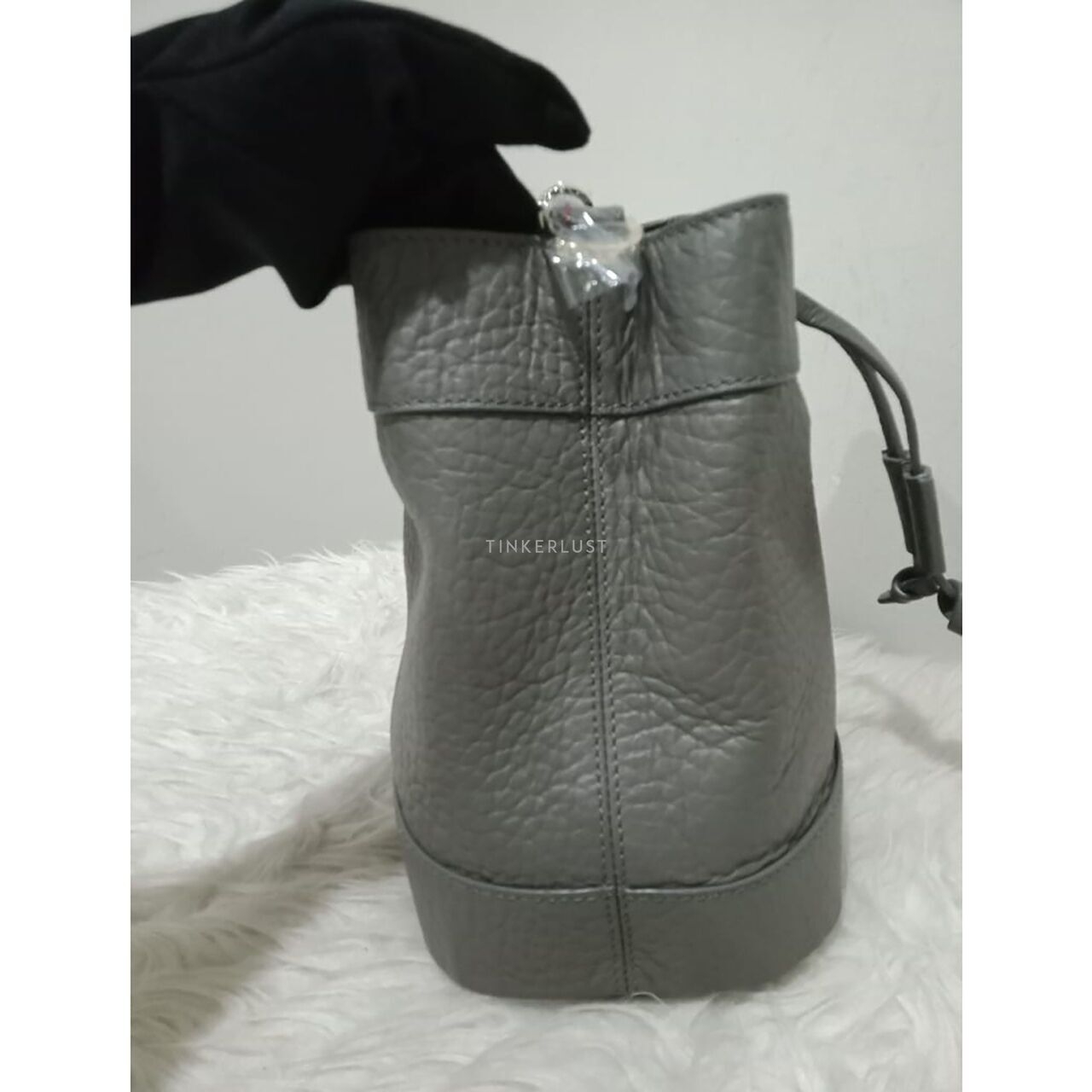 Aigner Bea Concrete Grey Leather Shoulder Bag