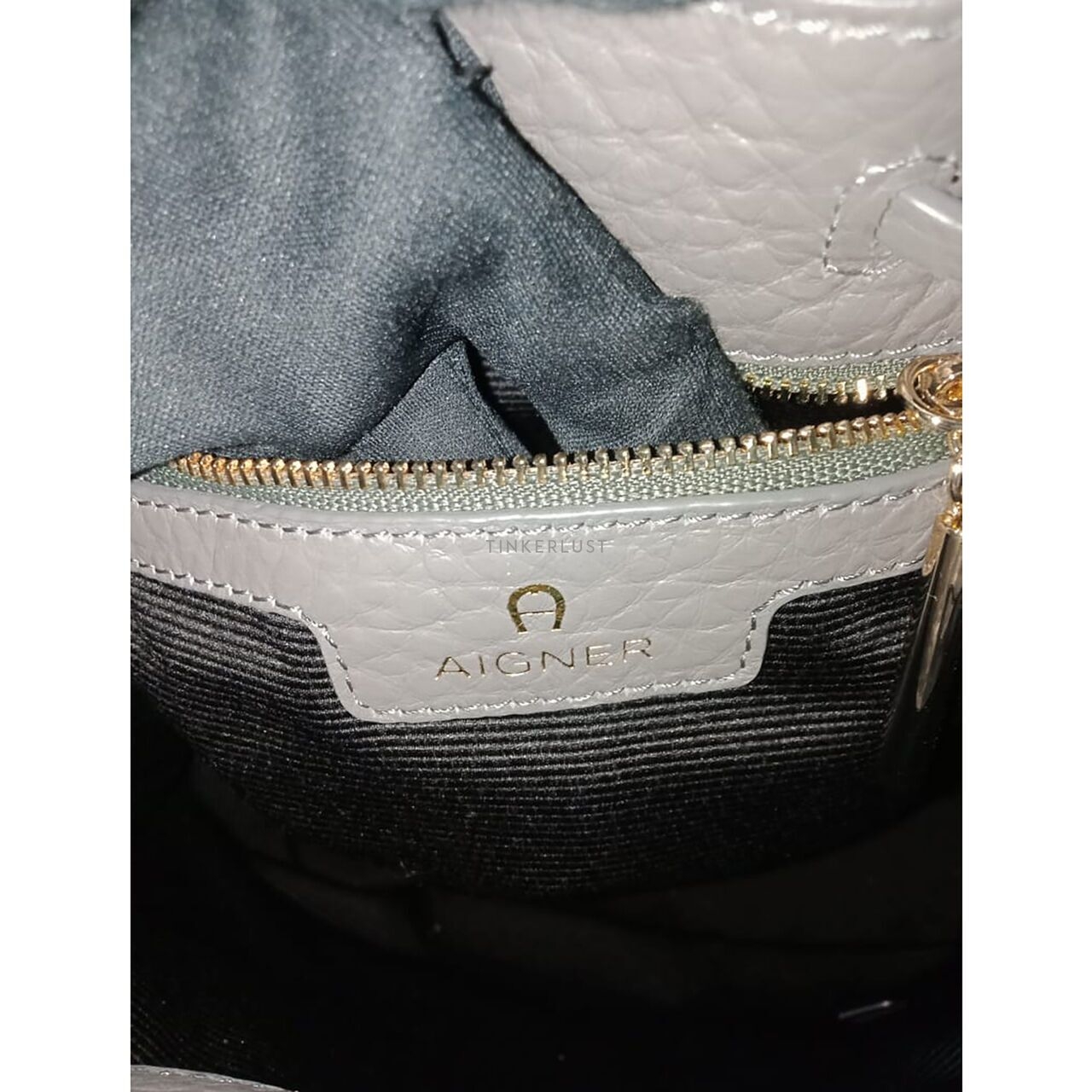 Aigner Bea Concrete Grey Leather Shoulder Bag