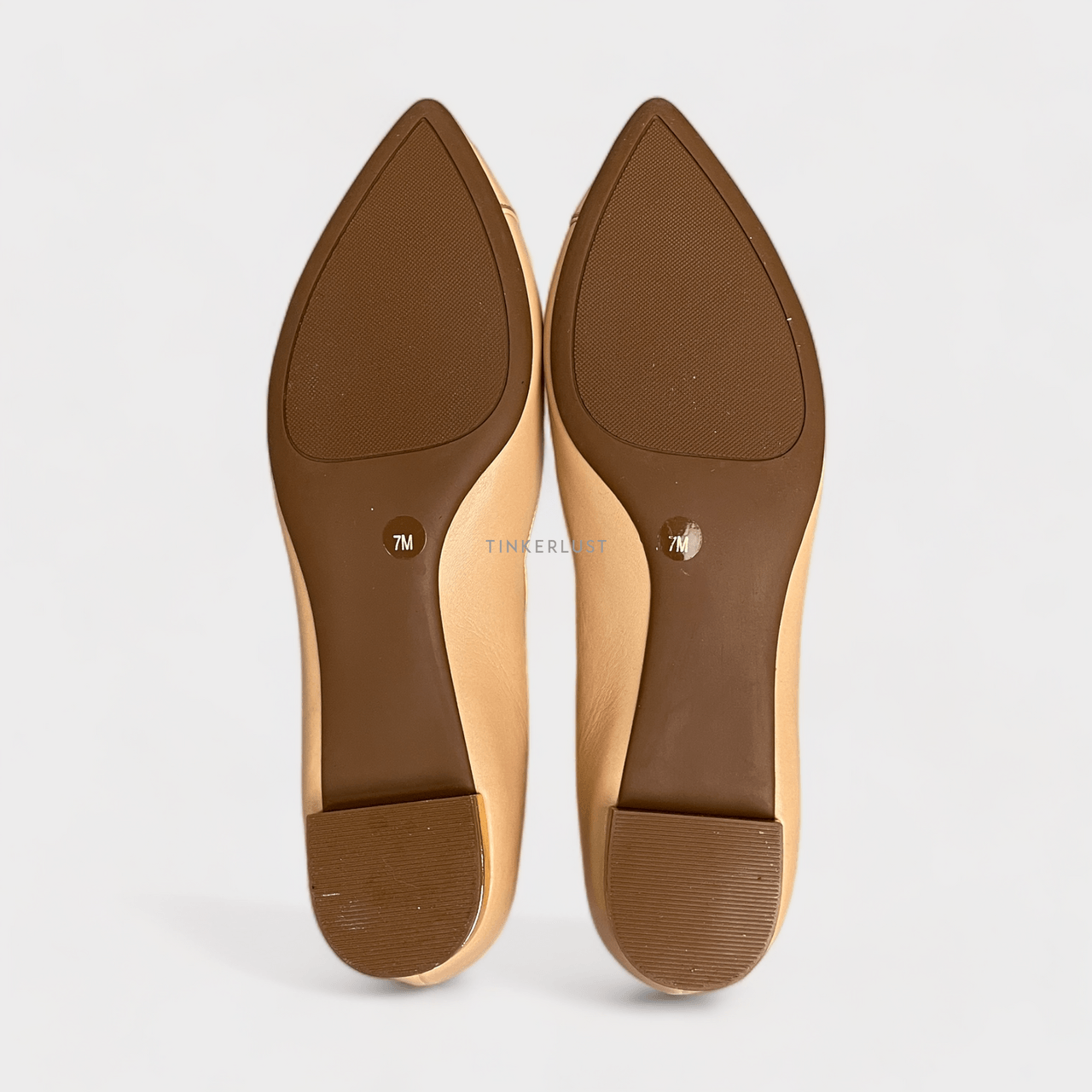Tory Burch Darley Pointed Toe Nude Leather Flats