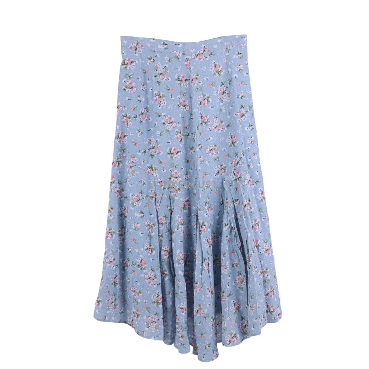 Pomelo. Blue Floral Assymetric Midi Skirt