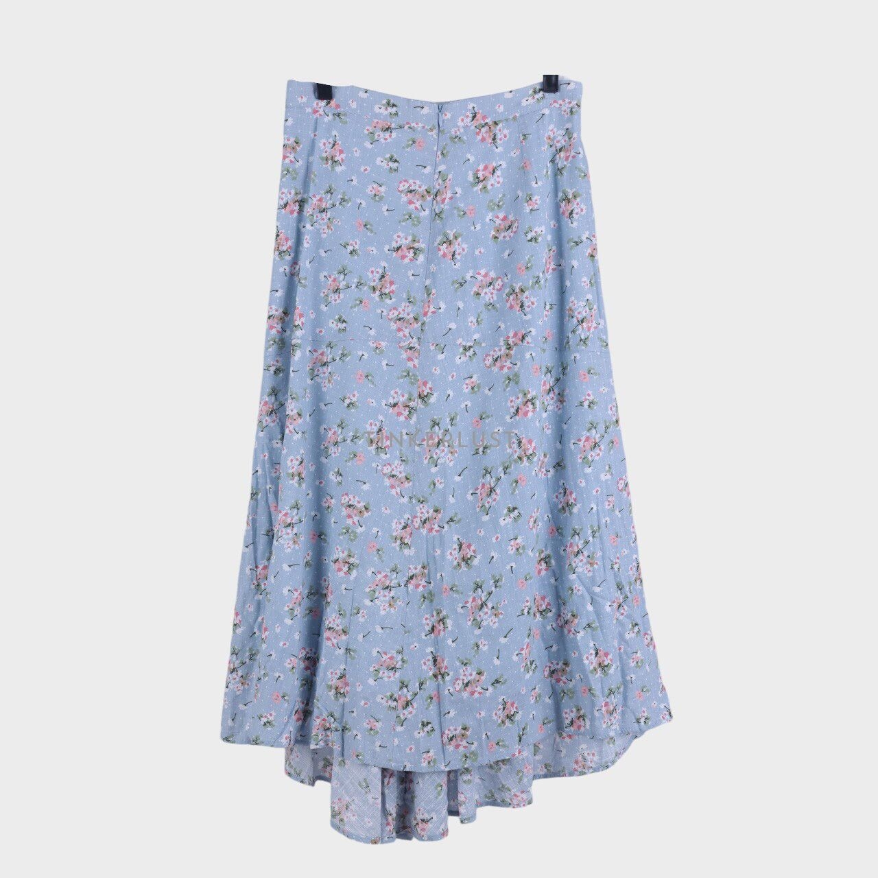 Pomelo. Blue Floral Assymetric Midi Skirt