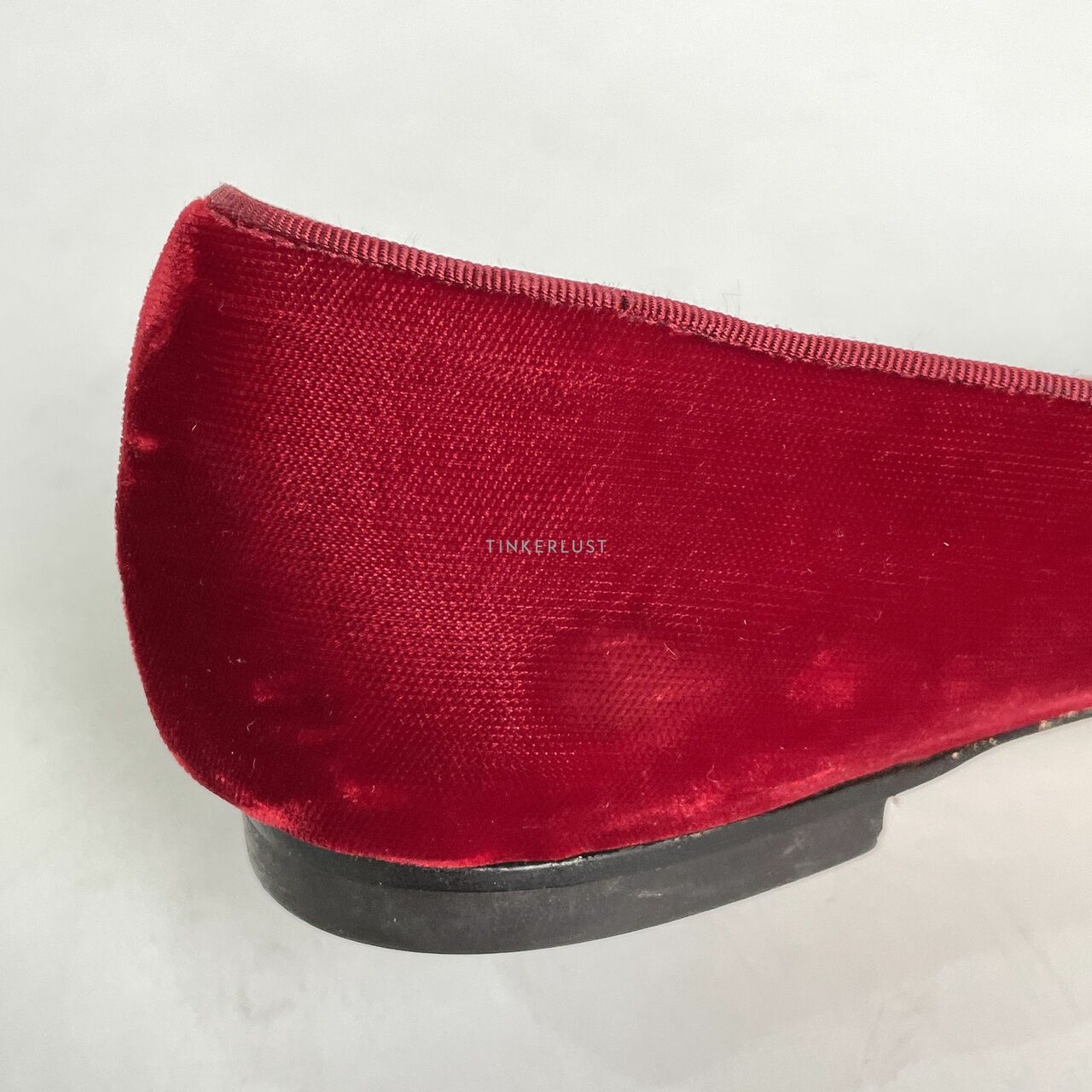 Salvatore Ferragamo Red Velvet Bow Detail Smoking Slippers