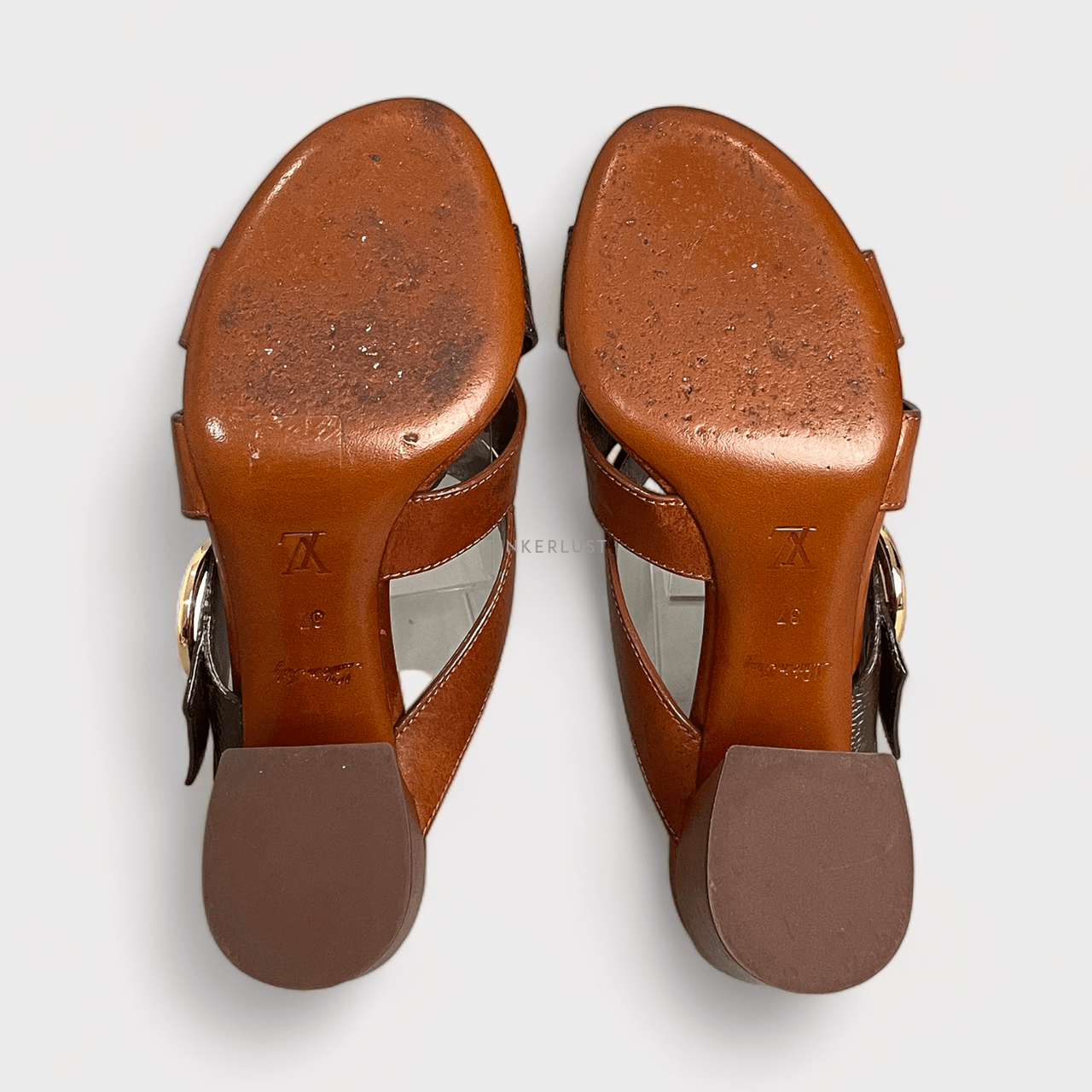 Louis Vuitton Monogram Horizon Brown Leather GHW Sandals Heels