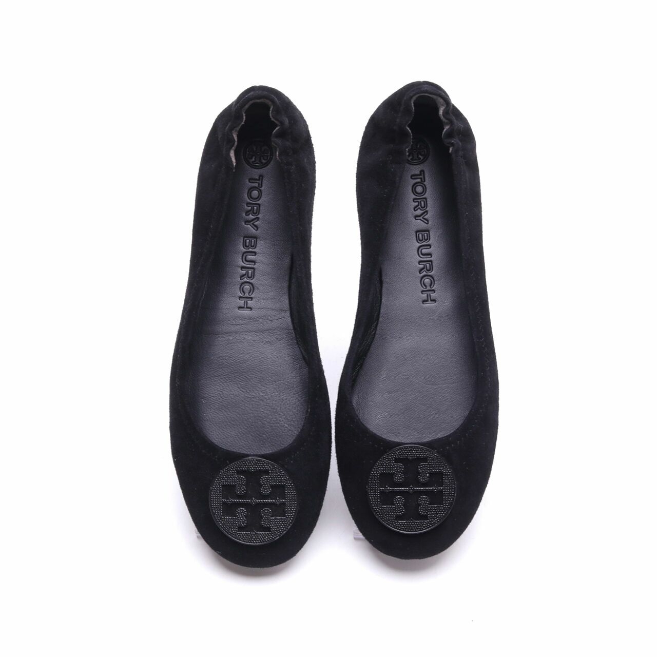 Tory Burch Minnie Travel Ballet with Pave Logo Perfect Black Flats Shoes