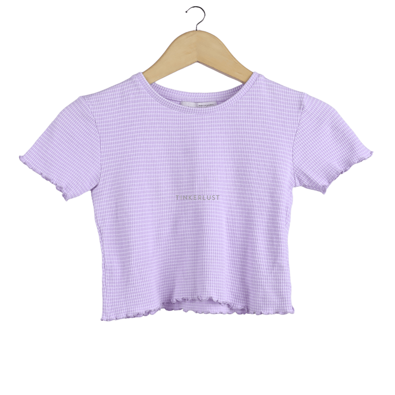 Pull & Bear White & Lilac Stripes T-Shirt