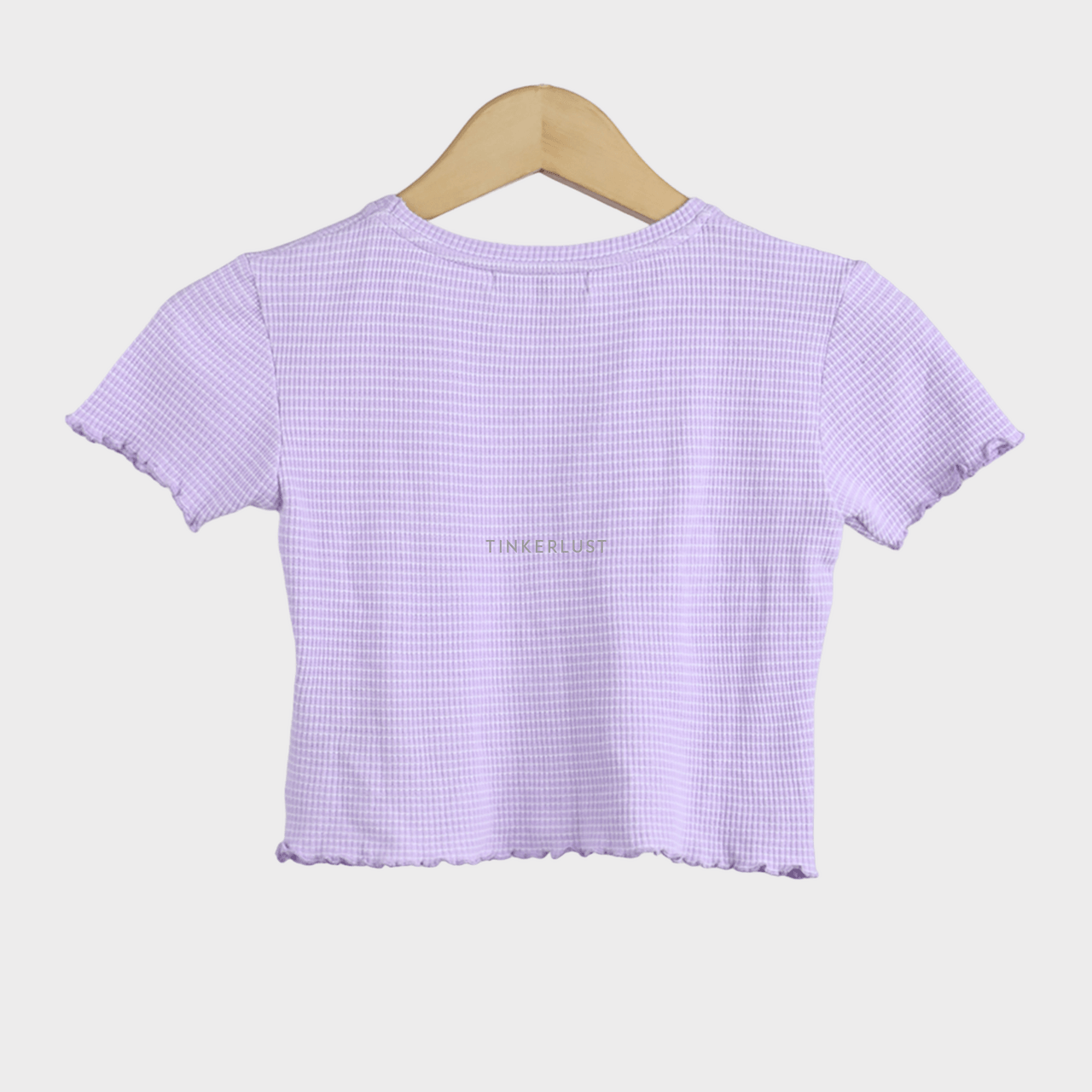 Pull & Bear White & Lilac Stripes T-Shirt