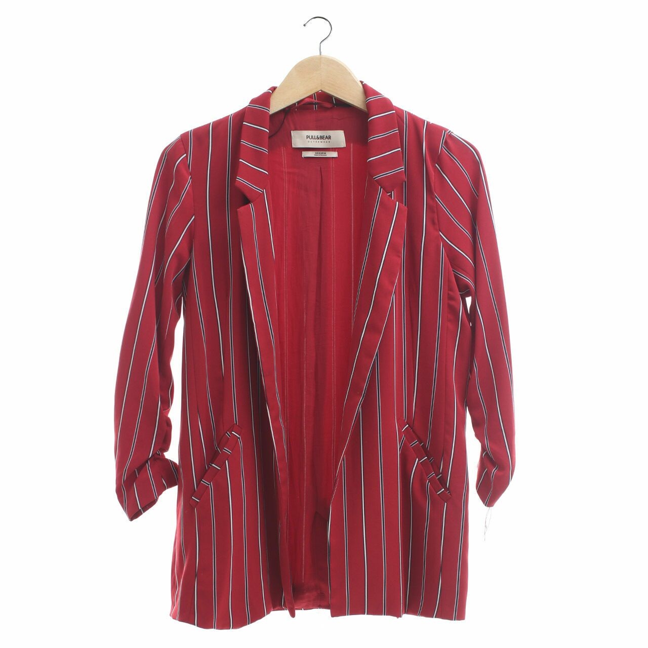 Pull & Bear Red Striped Blazer