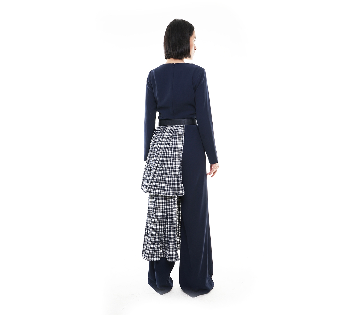 Jenahara Blue & White Apron Layered Midi Skirt