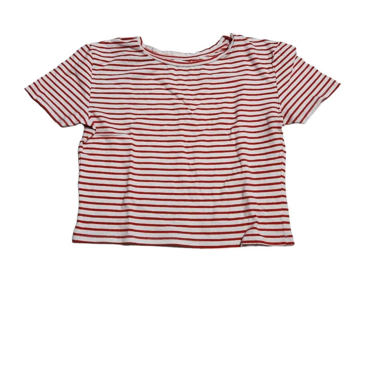 Zara Red & White Stripes Cropped T-Shirt