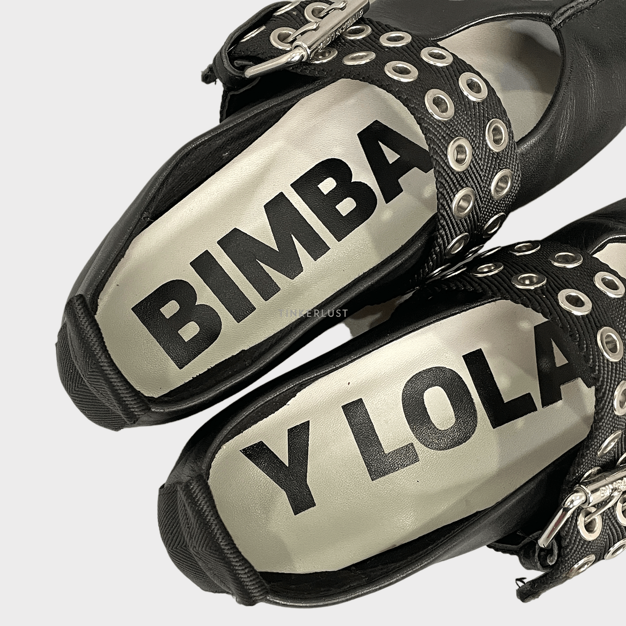Bimba Y Lola Eyelet Pointed Toe Black Flats