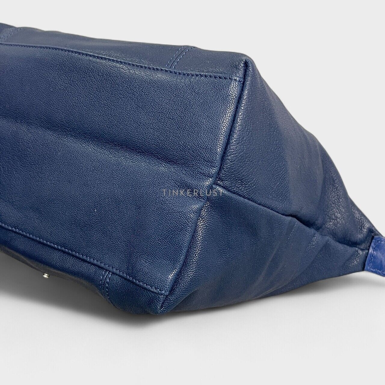 Longchamp Le Pliage Cuir Indigo SHW Tote Bag