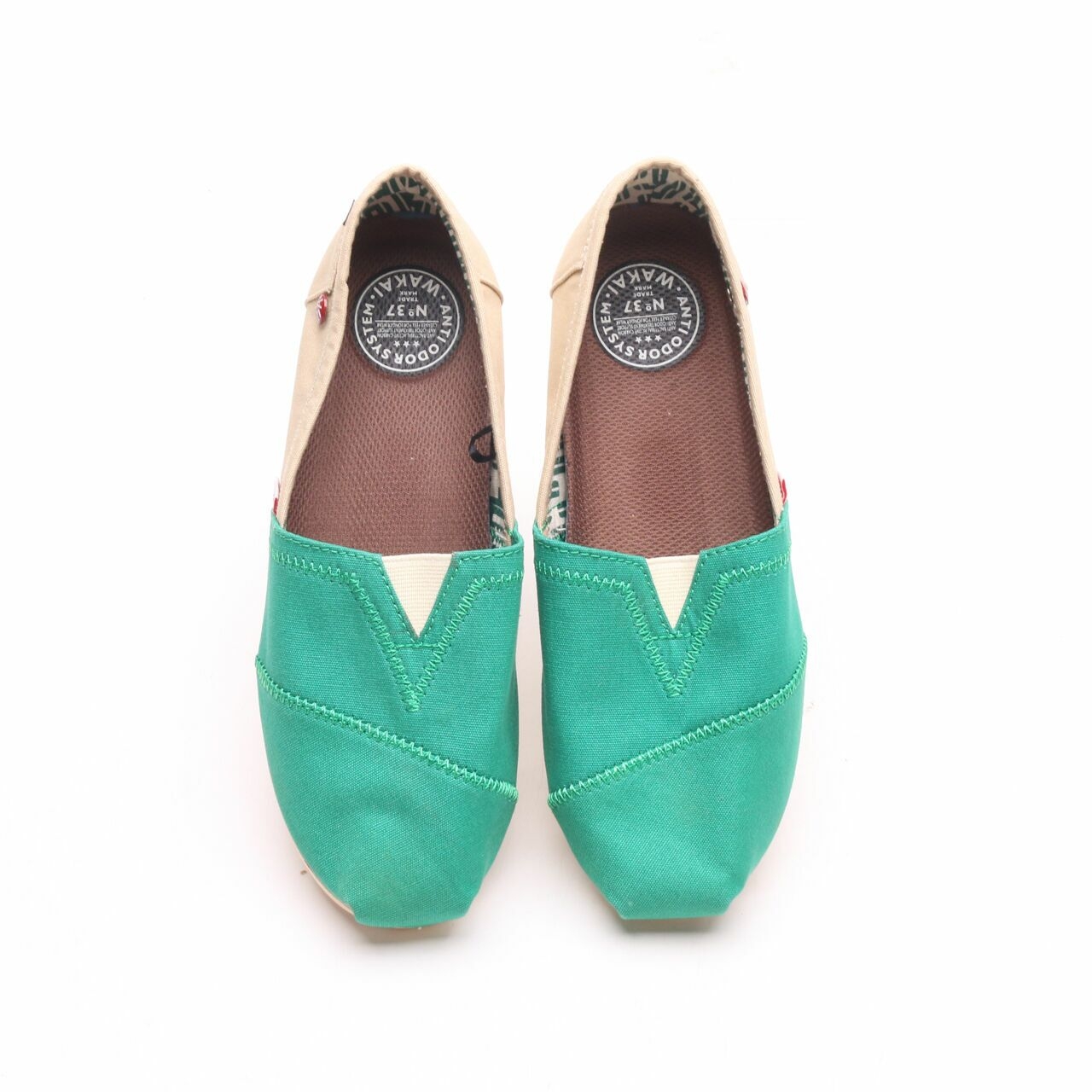 Wakai Beige/Green Slip On Sneakers