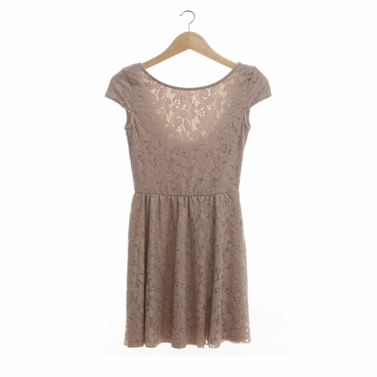 Zara Taupe Metallic Lace Mini Dress