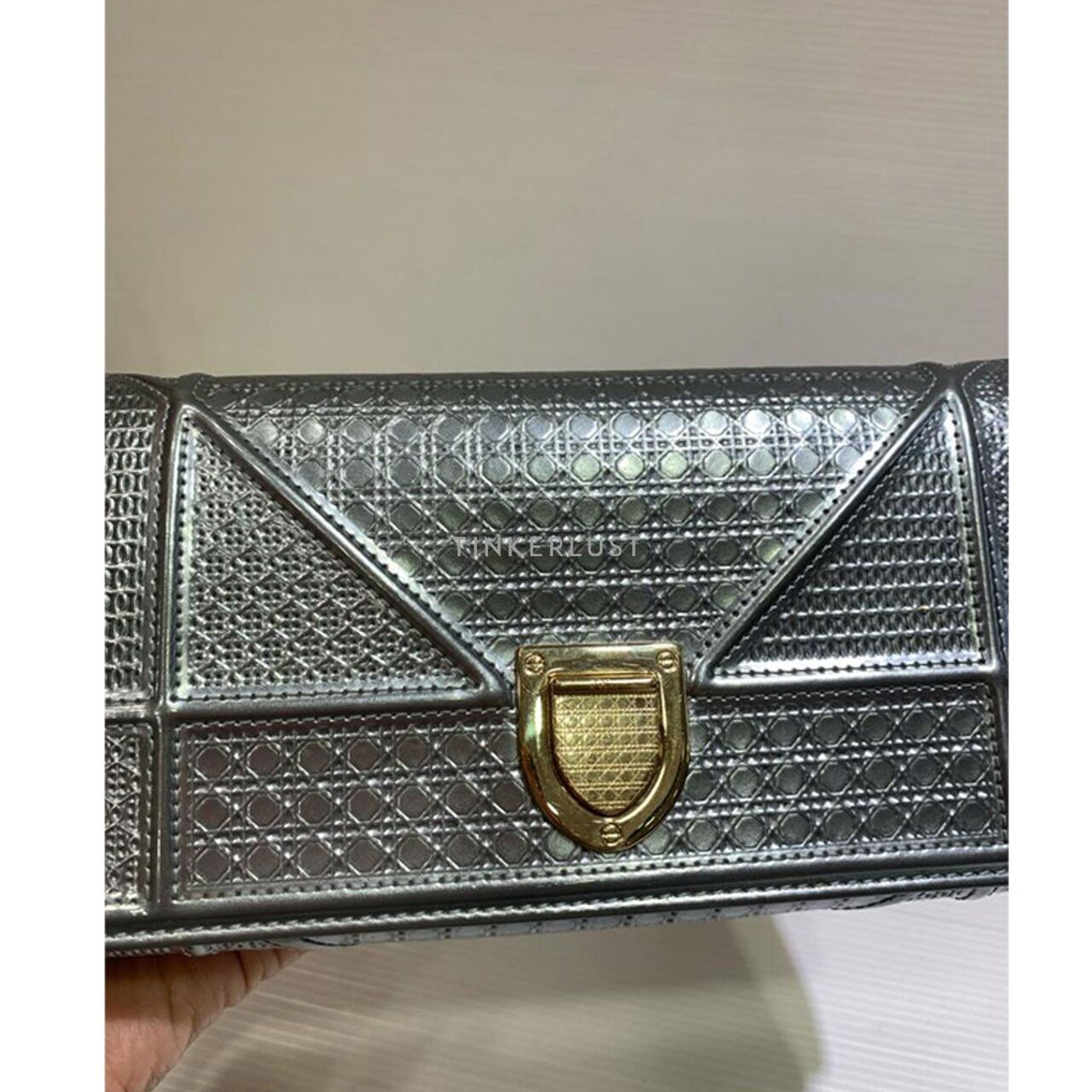 Christian Dior Diorama WOC Large Silver 2018 GHW Sling Bag